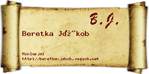 Beretka Jákob névjegykártya